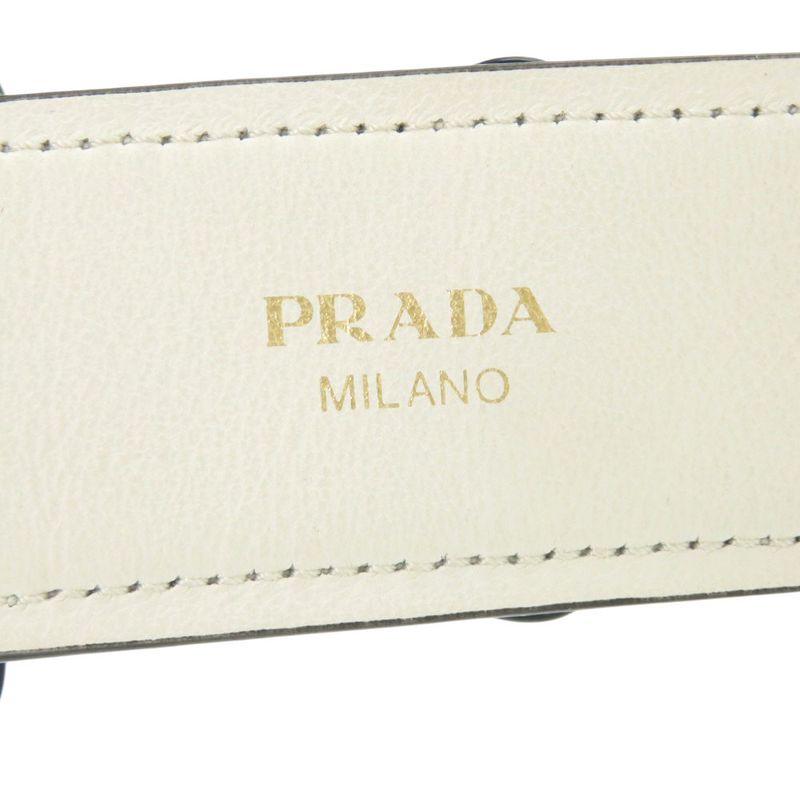 Prada Shoulder Belt White X Black Flower Leather Shoulder Strap 1085 Prada