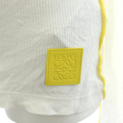 Loewe High Neck Ribbed Top Cut And Sewn Long Sleeves Logo Silk Blend XS White