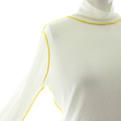 Loewe High Neck Ribbed Top Cut And Sewn Long Sleeves Logo Silk Blend XS White