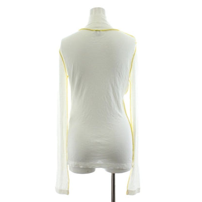 Loewe High Neck Ribbed Top Cut And Sewn Long Sleeves Logo Silk Blend XS White