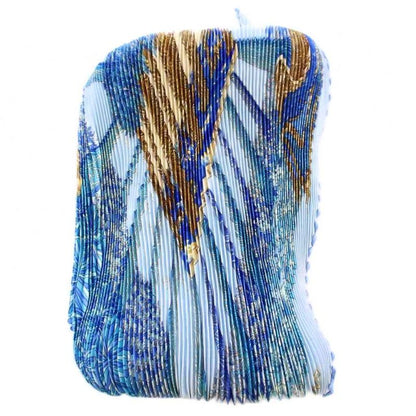 Hermes Shadow And Light Carreplicée Pleated Scarf Stretch Total Silk Blue Light