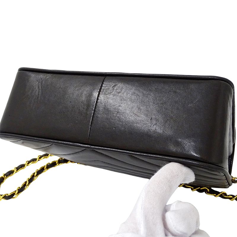 Chanel Bag Women's Brand Shoulder Bag V Stitch Lambskin Black Gold Hardware