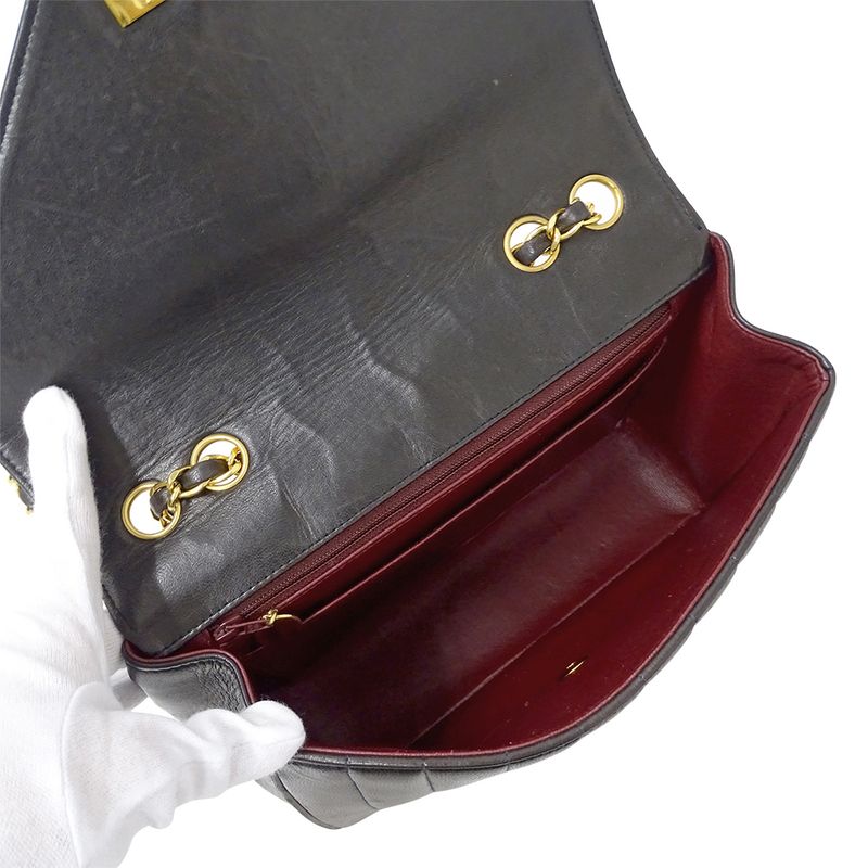 Chanel Bag Women's Brand Shoulder Bag V Stitch Lambskin Black Gold Hardware