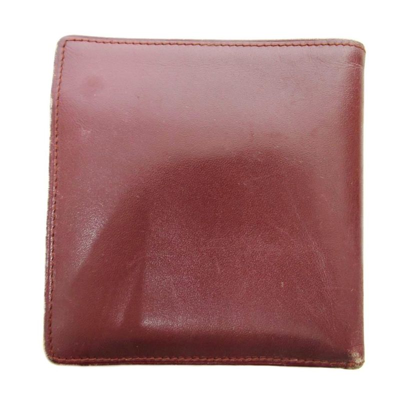 Cartier Must Deux Bifold Compact Wallet Leather Logo Stamp Bordeaux 1124