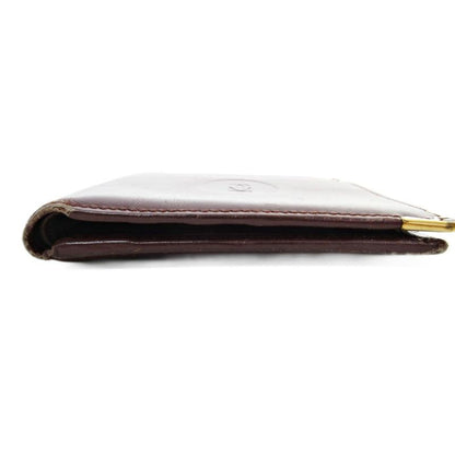 Cartier Must Deux Bifold Compact Wallet Leather Logo Stamp Bordeaux 1124