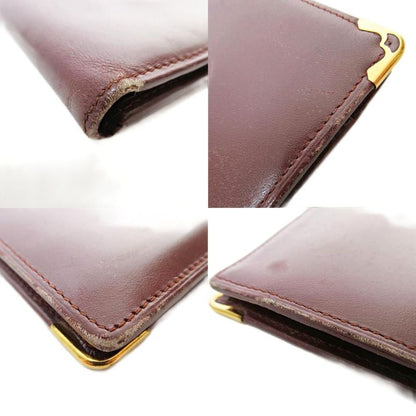 Cartier Must Deux Bifold Compact Wallet Leather Logo Stamp Bordeaux 1124