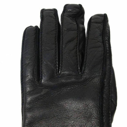 Gucci Leather Gloves Cashmere Lined Gghardware Genuine Leather 7 Black Ibo86