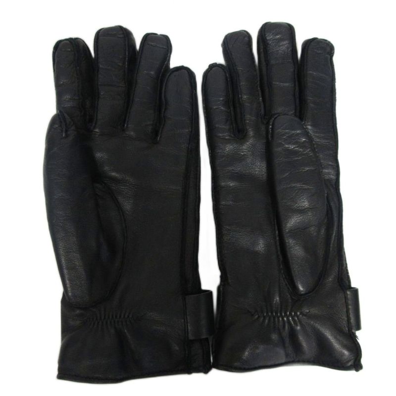 Gucci Leather Gloves Cashmere Lined Gghardware Genuine Leather 7 Black Ibo86