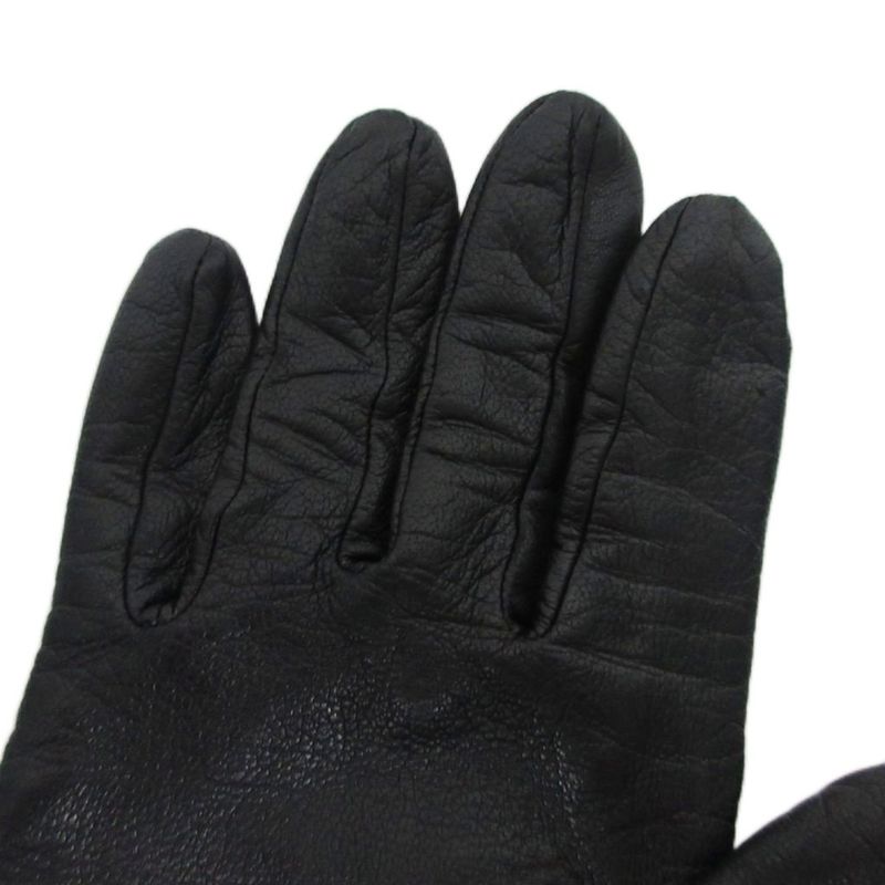 Gucci Cow Leather Gloves Heart Charm Ribbon GG Cowhide Silk Lined Gold Hardware