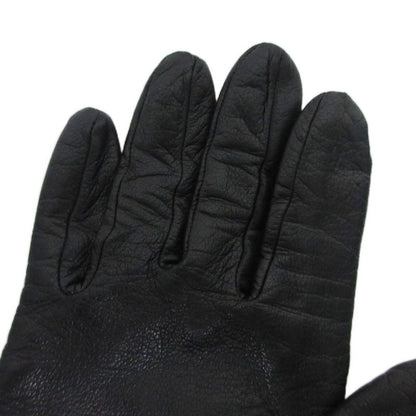 Gucci Cow Leather Gloves Heart Charm Ribbon GG Cowhide Silk Lined Gold Hardware