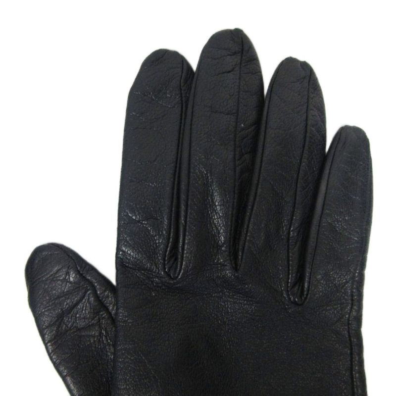 Gucci Cow Leather Gloves Heart Charm Ribbon GG Cowhide Silk Lined Gold Hardware