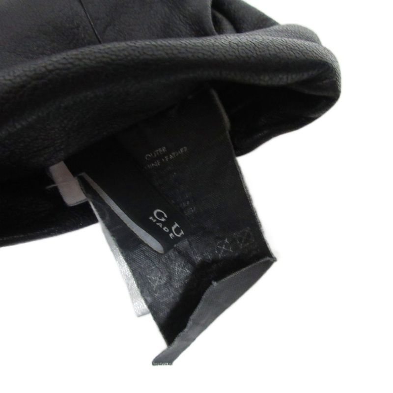 Gucci Cow Leather Gloves Heart Charm Ribbon GG Cowhide Silk Lined Gold Hardware