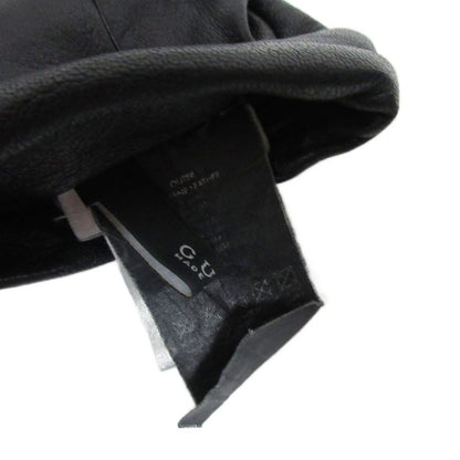 Gucci Cow Leather Gloves Heart Charm Ribbon GG Cowhide Silk Lined Gold Hardware