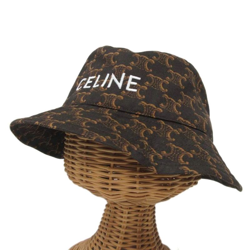Celine 21AW Triomphe Monogram Bucket HAT With Tags Triomphe Bucket Hat Embroider