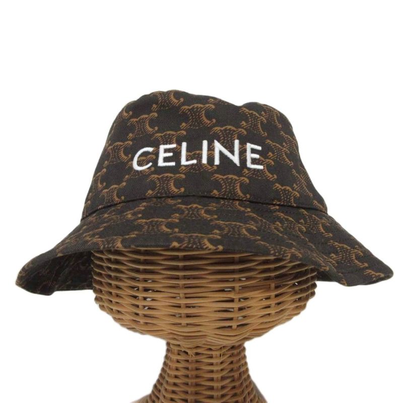 Celine 21AW Triomphe Monogram Bucket HAT With Tags Triomphe Bucket Hat Embroider