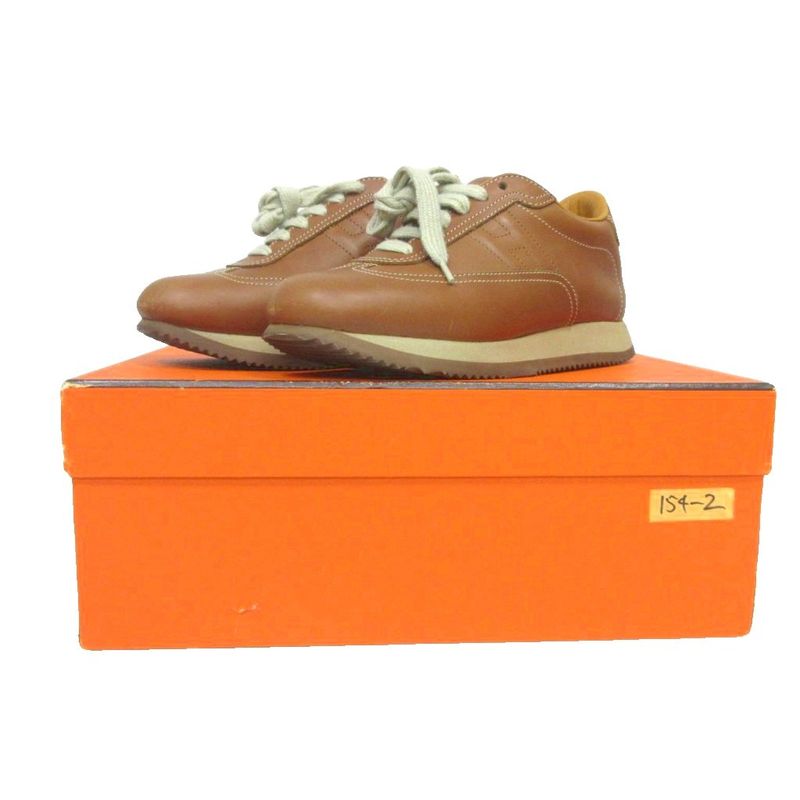 Hermes Quick Sneakers H Logo Leather Cowhide Low Cut 35.5 Brown - MNK3