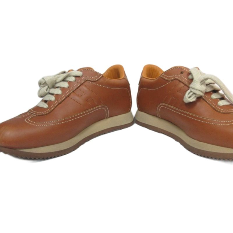 Hermes Quick Sneakers H Logo Leather Cowhide Low Cut 35.5 Brown - MNK3