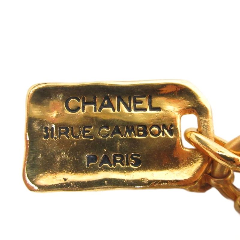 Chanel 31 RUE Cambon Vintage Coin Necklace Pendant Logo Plate Chain Medal GP
