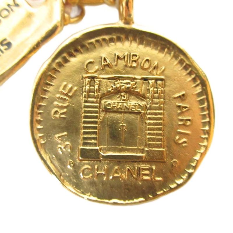 Chanel 31 RUE Cambon Vintage Coin Necklace Pendant Logo Plate Chain Medal GP