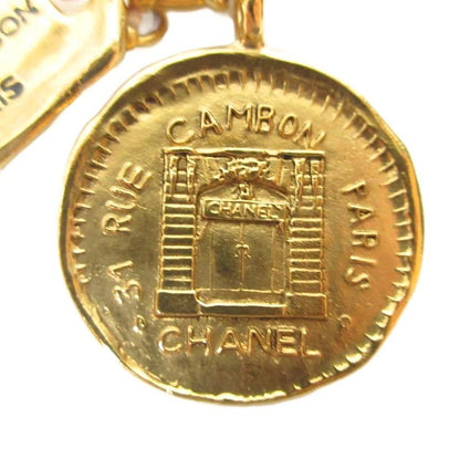 Chanel 31 RUE Cambon Vintage Coin Necklace Pendant Logo Plate Chain Medal GP