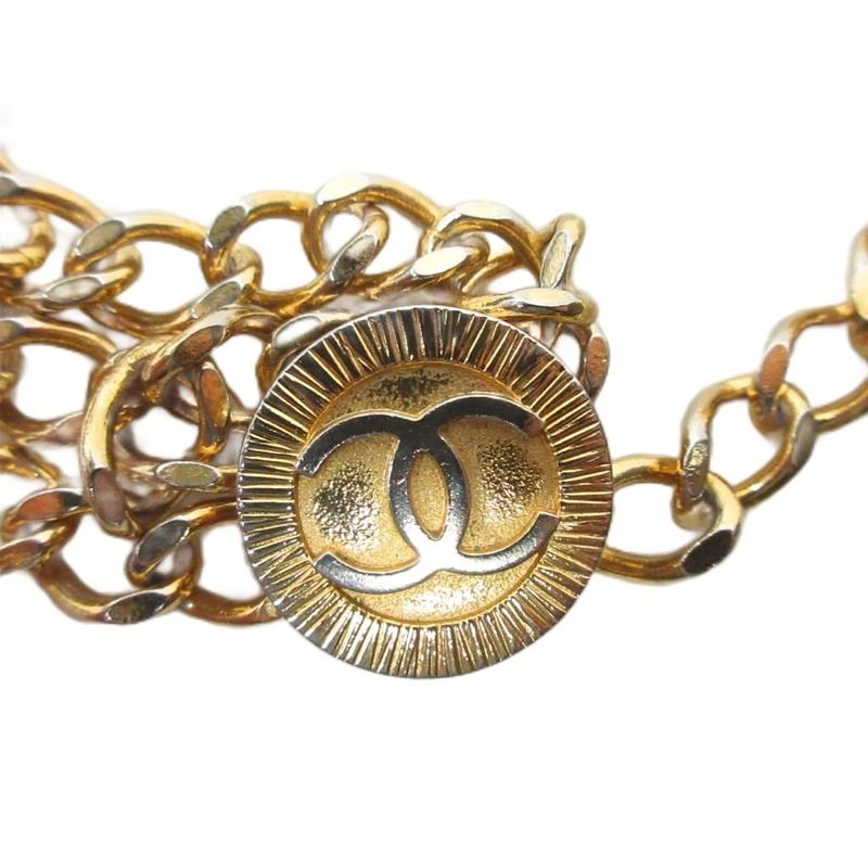 Chanel Rare 1984 Triple Coco Mark 3 Rings Chain Belt Vintage GP Plated Gold