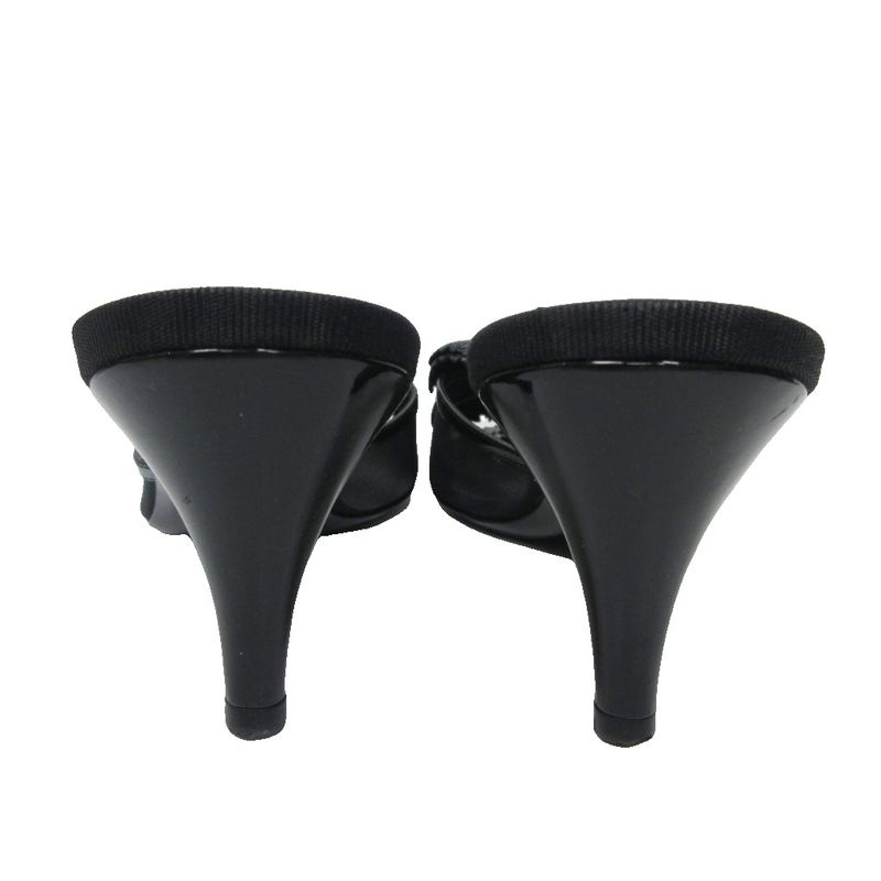 Chanel Camellia Sandals Mules Lambskin Coco Mark Leather X Mesh 35.5c Black -