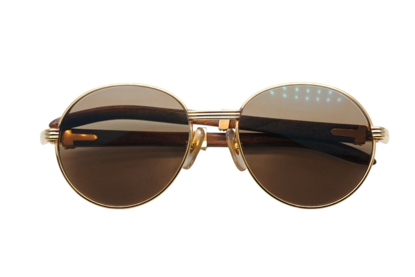 Cartier Oval Sunglasses Eyewear Trinity Wood Temple Gold