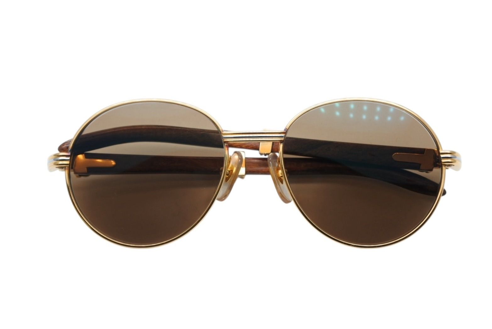 Cartier Oval Sunglasses Eyewear Trinity Wood Temple Gold