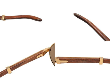 Cartier Oval Sunglasses Eyewear Trinity Wood Temple Gold — view 7