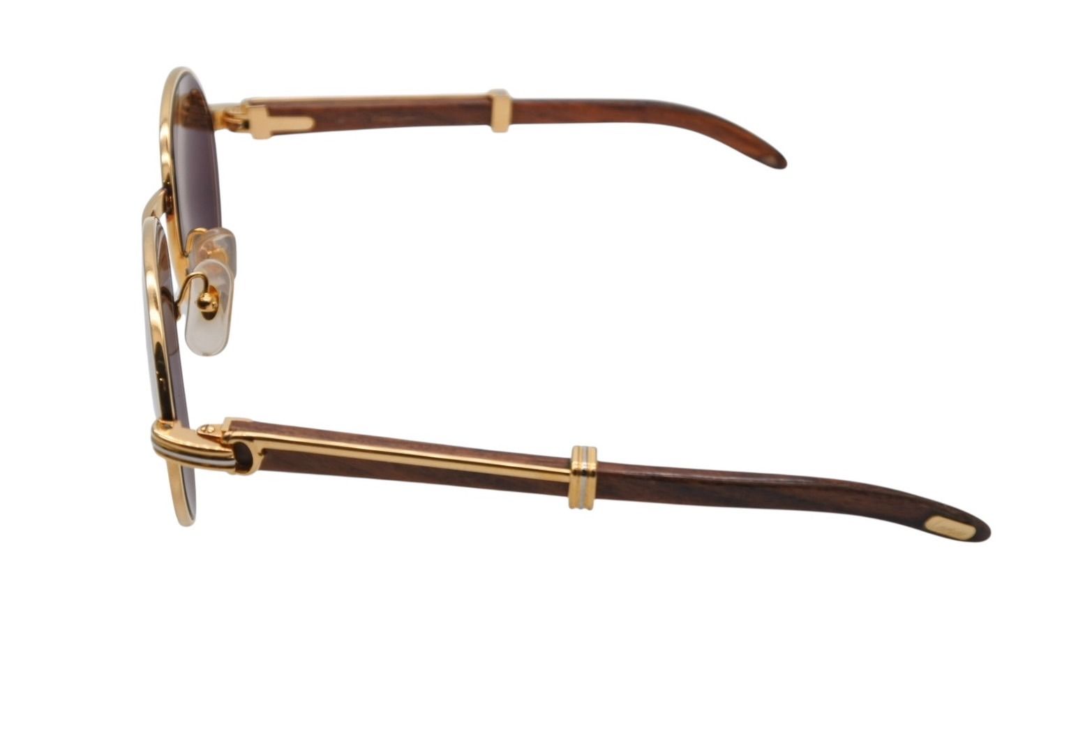 Cartier Oval Sunglasses Eyewear Trinity Wood Temple Gold — view 3