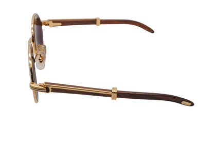 Cartier Oval Sunglasses Eyewear Trinity Wood Temple Gold — view 3