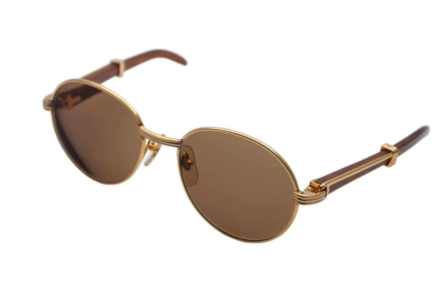 Cartier Oval Sunglasses Eyewear Trinity Wood Temple Gold — view 2