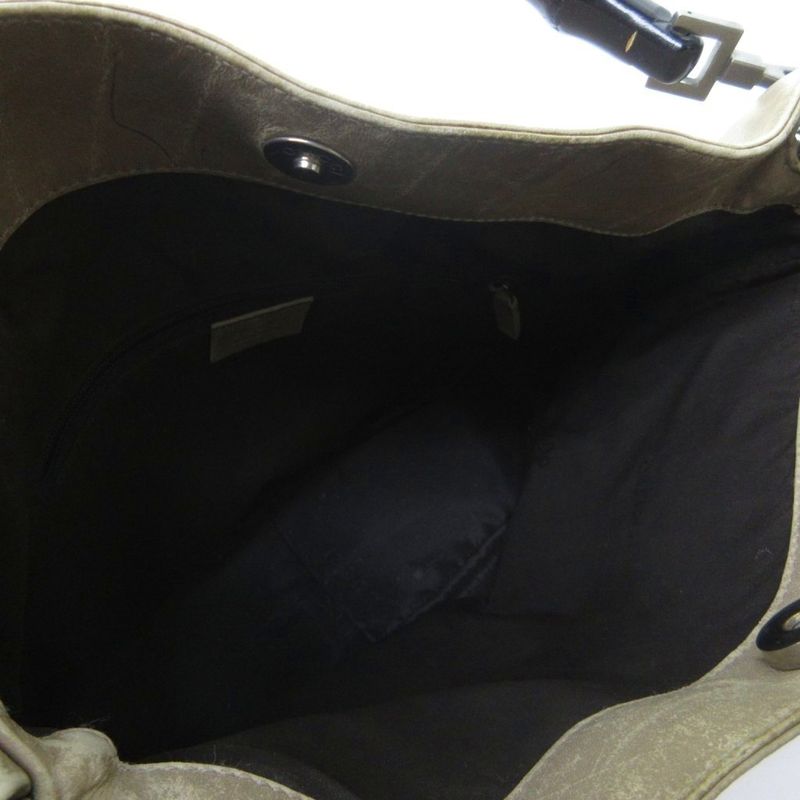 Gucci Bamboo Handbag Tote Leather Silver Hardware Beige 1122