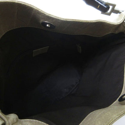 Gucci Bamboo Handbag Tote Leather Silver Hardware Beige 1122