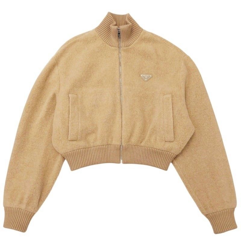 Prada Excellent Condition Cashmere Fleece Zip Jacket Blouson Cutout Ribbed