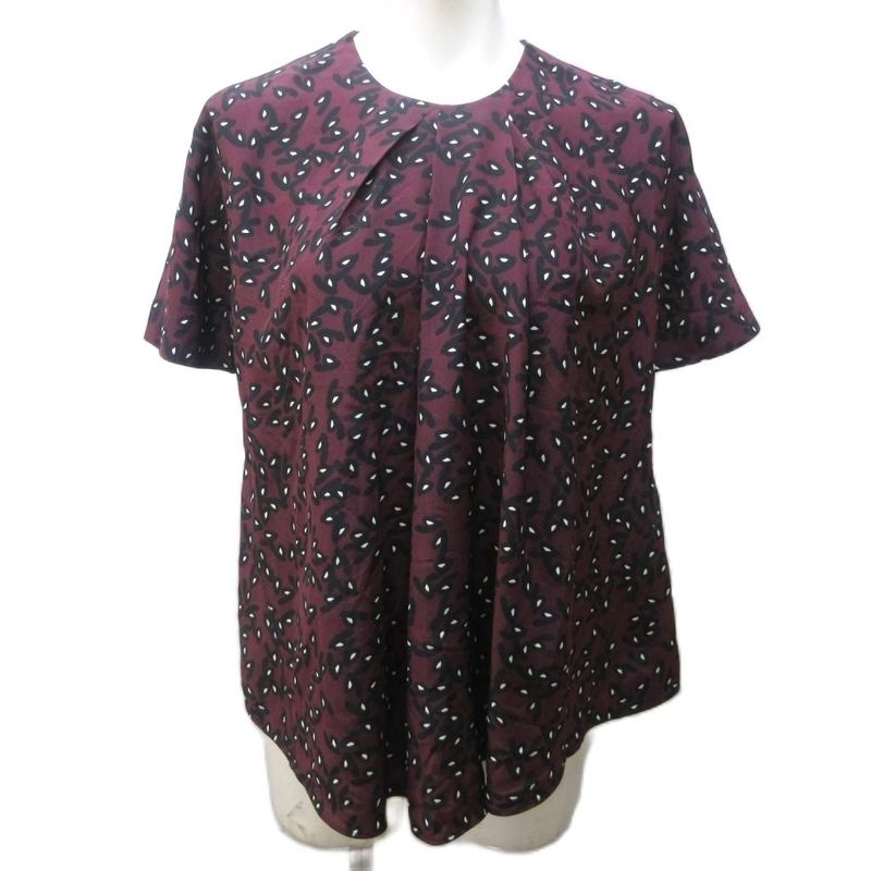 Balenciaga Blouse Silk Patterned Pullover Short Sleeves 36 Approx XS Purple