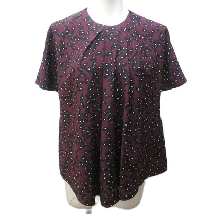 Balenciaga Blouse Silk Patterned Pullover Short Sleeves 36 Approx XS Purple