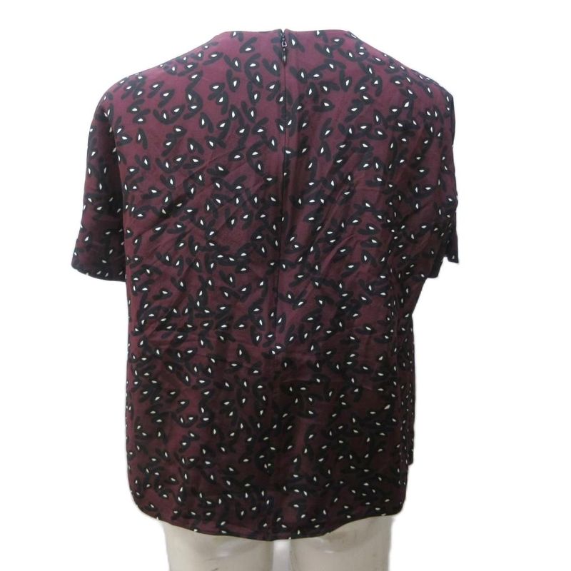 Balenciaga Blouse Silk Patterned Pullover Short Sleeves 36 Approx XS Purple