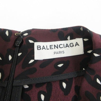 Balenciaga Blouse Silk Patterned Pullover Short Sleeves 36 Approx XS Purple