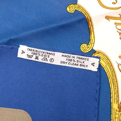 Hermes Carré 90 Turkish Horse Cheval Turc Silk Blue Scarf 0118 Hermes