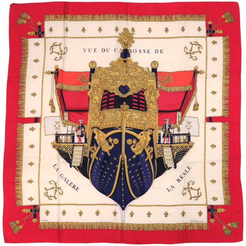 Hermes Carre 90 Queen's Coronation Vue du Carrosse de LA Galere LA Reale Silk
