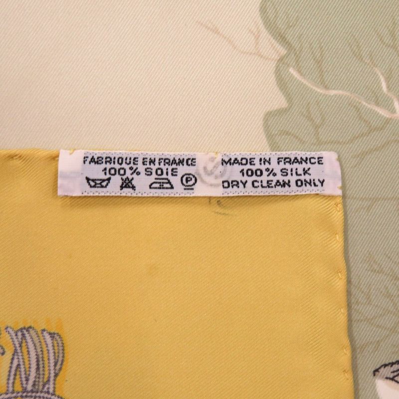 Hermes Carré 90 Les Plaisirs du Froid Joy on Ice Silk Yellow Scarf 0112 Hermes