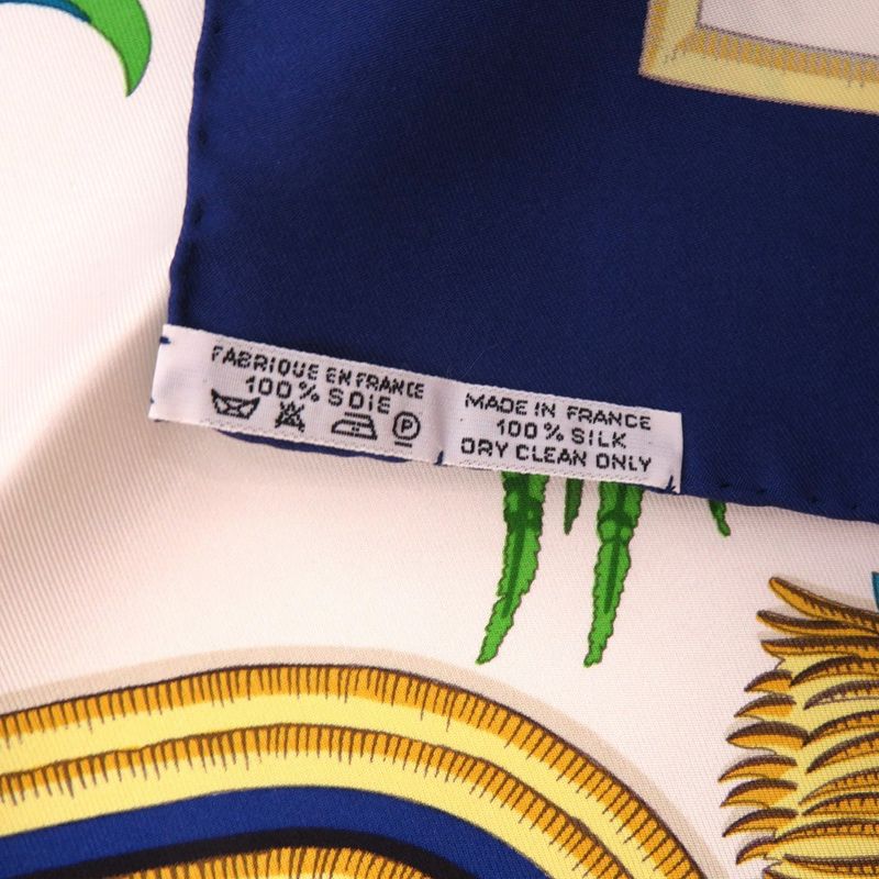 Hermes Carre 90 Caraibes Caribbean Bird Scarf Silk Blue 0113 Hermes
