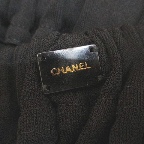 Chanel 02P P19189v09106 B1965 Knee Length Flared Skirt Tiered 42 Black Made In