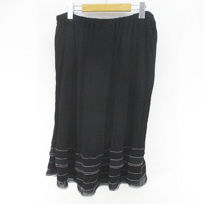 Chanel 02P P19189v09106 B1965 Knee Length Flared Skirt Tiered 42 Black Made In