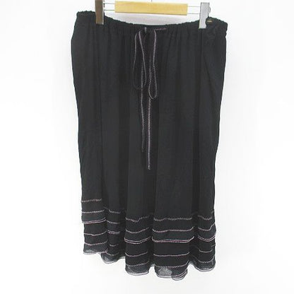 Chanel 02P P19189v09106 B1965 Knee Length Flared Skirt Tiered 42 Black Made In