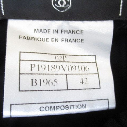 Chanel 02P P19189v09106 B1965 Knee Length Flared Skirt Tiered 42 Black Made In