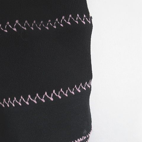 Chanel 02P P19189v09106 B1965 Knee Length Flared Skirt Tiered 42 Black Made In