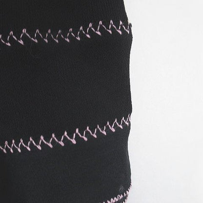 Chanel 02P P19189v09106 B1965 Knee Length Flared Skirt Tiered 42 Black Made In