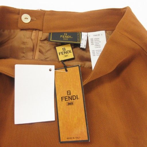 Fendi 365 Tagged Vintage Skirt Cotton Knee Length 40 Approx M Brown Brownish